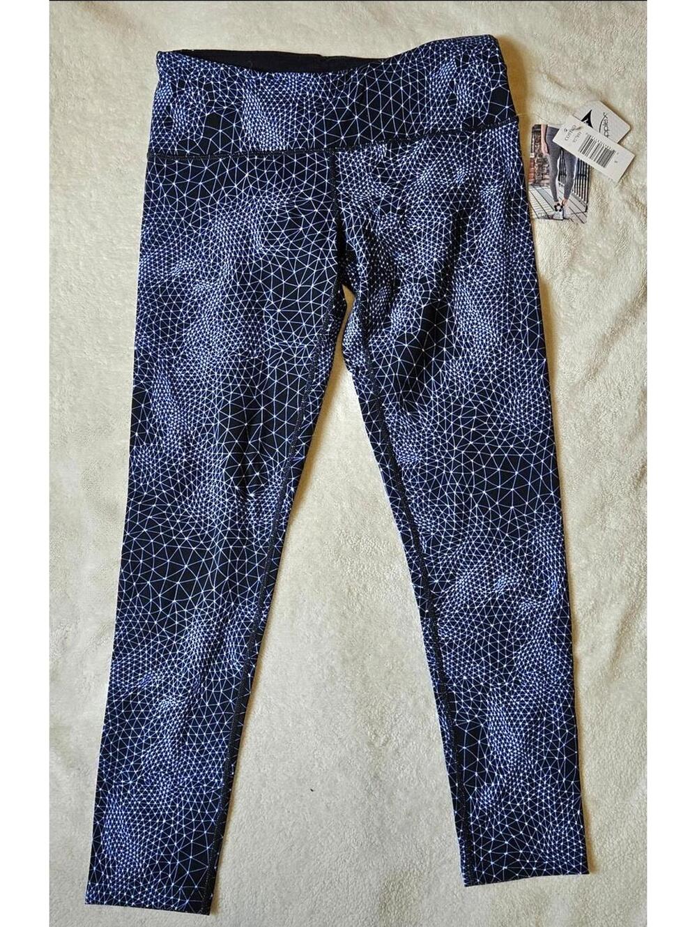Womens Tuff Athletics Small Leggings Blue Black Geometric